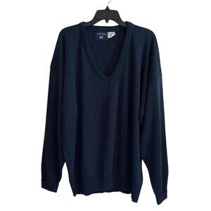 Harbor Bay V Neck Sweater Mens Size 3XLT Long Sleeve Acrylic Blue Made in USA